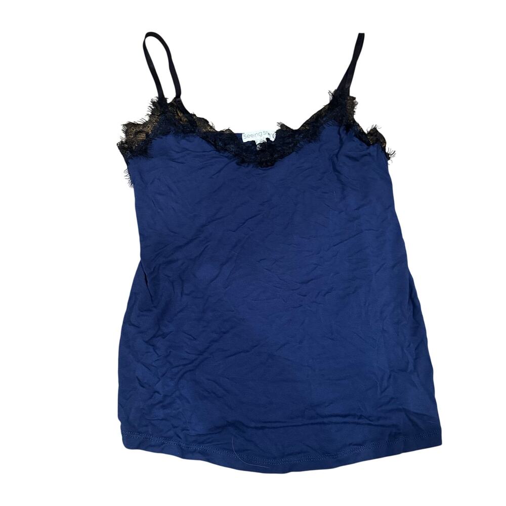 PJ Salvage Seeing Stars Sleep & Lounge Top Womens Sleepwear Cami Blue Black Sz S